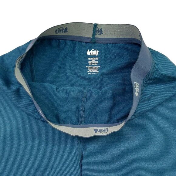 Rei-coop Baselayer Pants Kids 14-16 Green Stripes Comfort Stretch Soft Outdoor - Picture 3 of 10